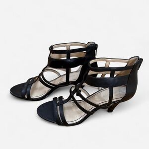 Nine West black gladiator caged heeled sandals size 7.5